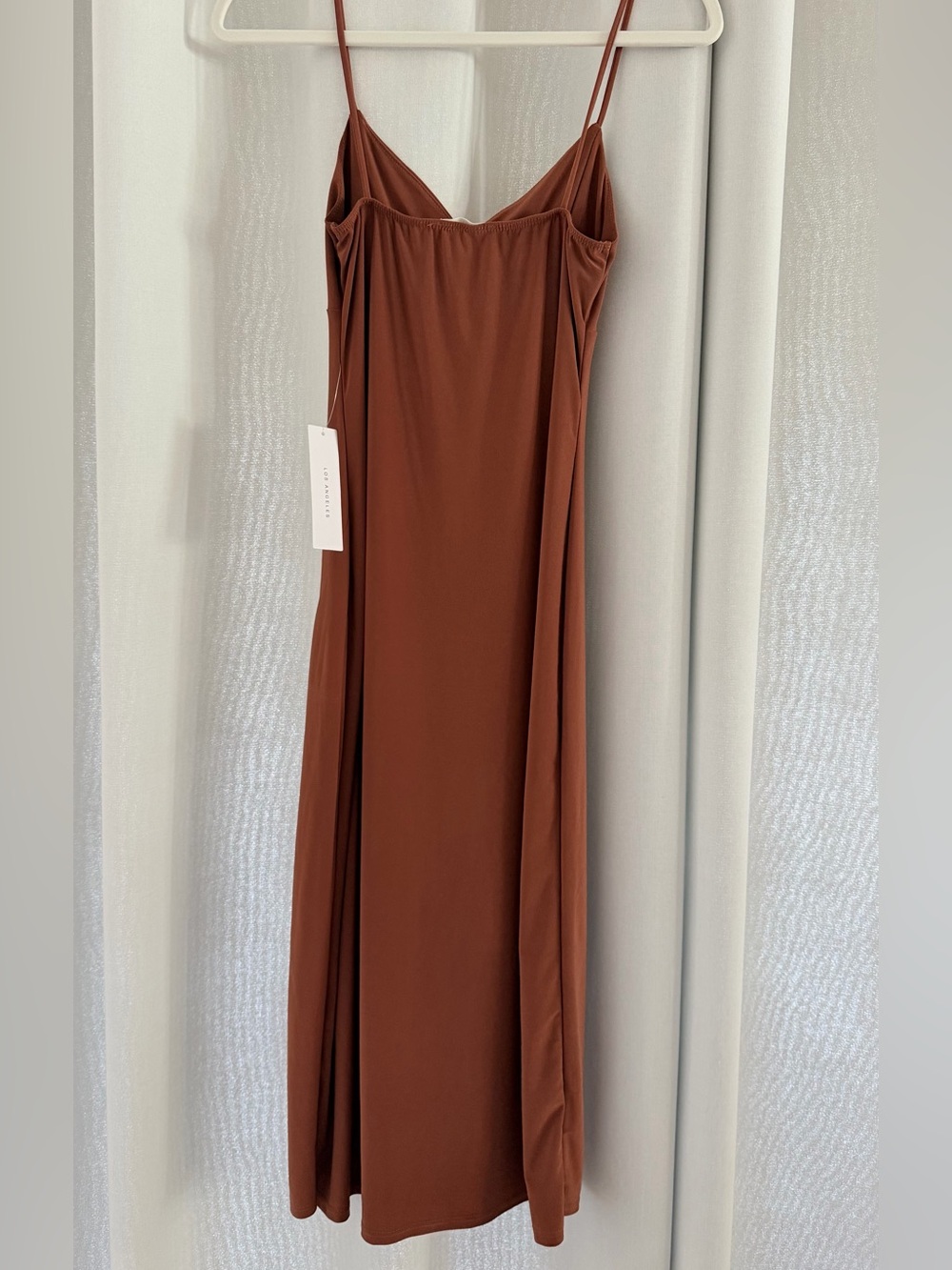 Timing Rust-Brown Maxi Slip Dress with Side Slit - Picture 5 of 11